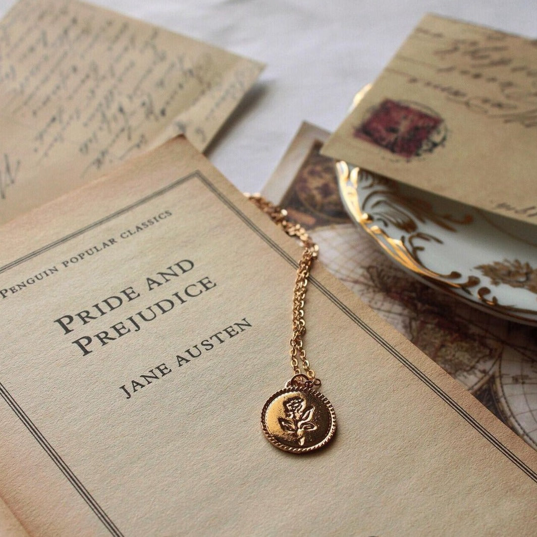 Rose coin necklace on sale