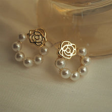 Load image into Gallery viewer, Delicate Rose Pearl Ring Earrings
