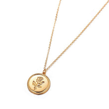 Load image into Gallery viewer, Gold Rose Coin Pendant Necklace
