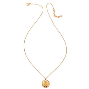 Gold Rose Coin Pendant Necklace