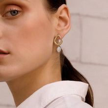 Load image into Gallery viewer, Asymmetrical Gold Pearl Drop Earrings
