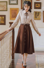 Load image into Gallery viewer, Retro Style A-Line Pleated Skirt With Belt