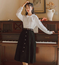 Load image into Gallery viewer, Retro Style A-Line Pleated Skirt With Belt