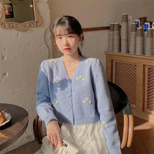 Load image into Gallery viewer, Floral Embroidery Sweater Cardigan