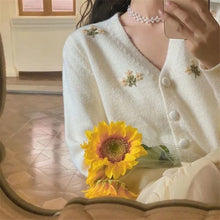 Load image into Gallery viewer, Floral Embroidery Sweater Cardigan
