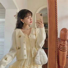 Load image into Gallery viewer, Floral Embroidery Sweater Cardigan