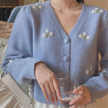 Load image into Gallery viewer, Floral Embroidery Sweater Cardigan
