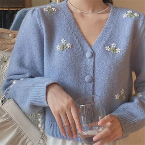 Floral Embroidery Sweater Cardigan