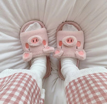 Load image into Gallery viewer, Piggy Plush Slippers