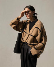 Load image into Gallery viewer, Caramel Plaid Oversized Cardigan