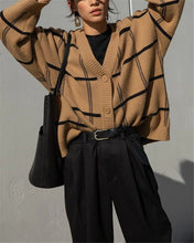 Load image into Gallery viewer, Caramel Plaid Oversized Cardigan