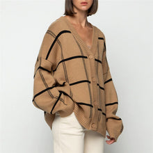 Load image into Gallery viewer, Caramel Plaid Oversized Cardigan
