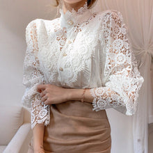 Load image into Gallery viewer, Floral Lace Stand Collar Blouse
