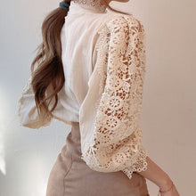 Load image into Gallery viewer, Floral Lace Stand Collar Blouse