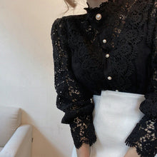 Load image into Gallery viewer, Floral Lace Stand Collar Blouse
