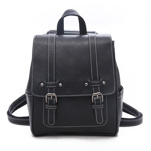 Belt-detailed Leather Backpack