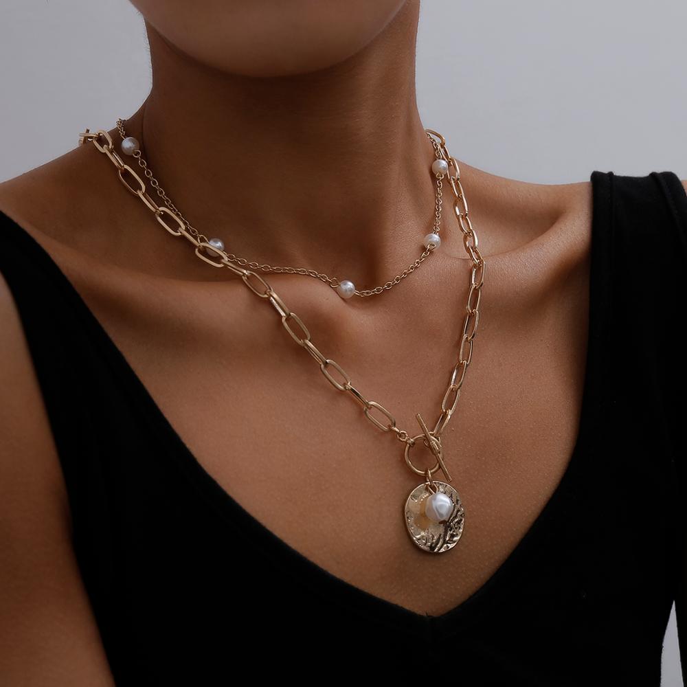 Vintage Pearl Coin Necklace