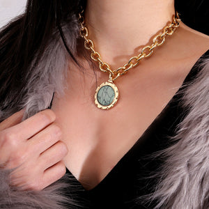 Cracked Marble Statement Chain Necklace