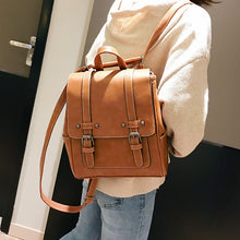Load image into Gallery viewer, Belt-detailed Leather Backpack
