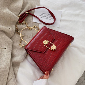 Vegan Gold Lock Shoulder Handbag