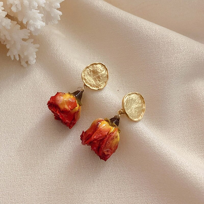 Color of Spring Rose Earrings