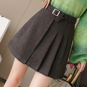 Casual Mini A-line Skirt with Belt
