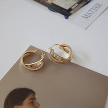 Load image into Gallery viewer, Double-Crossed Gold Hoop Earrings
