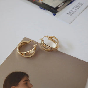 Double-Crossed Gold Hoop Earrings