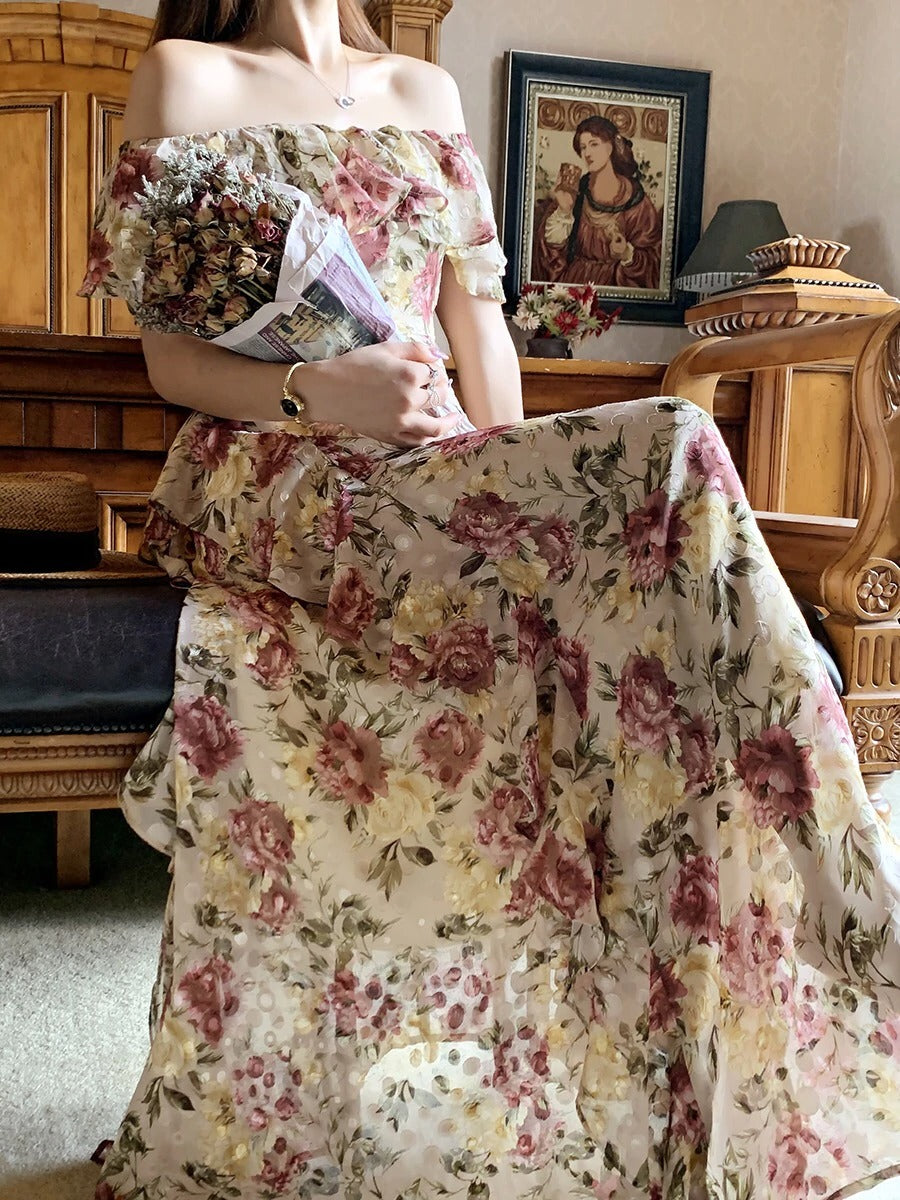 French Floral Floor Length Dress French Floral Floor Length Dress