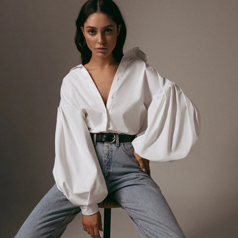 Oversized Lantern Sleeve Blouse – UrbanVinta Oversized Lantern Sleeve Blouse – UrbanVinta