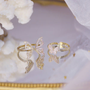 Glimmering Butterfly Ring Set