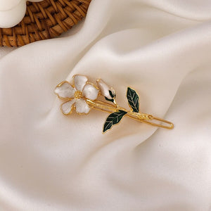 Glazed White Floral Hair Clip